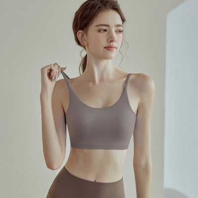 F.DYRAA női edzőtermi jóga melltartó spagetti pántos sportmelltartó edzés futás Push Up Bralette légáteresztő sportmellény női jóga viselet