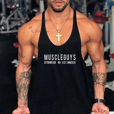 Kiváló minőségű férfi edzőtermek, alapvető fitnesz, Y-pántos páncél felsők, testépítő edzés, ujjatlan mellény edzés Stringer férfi sportruházat