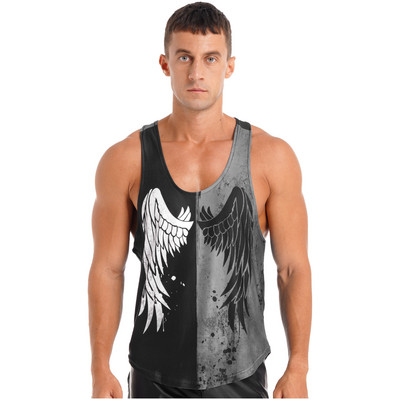 Vyriški, kvėpuojantys berankoviai, treniruoklių salė, kūno rengybos raumenys, sparnai, spausdinti liemenės, vyriški sportiniai bėgimo marškinėliai, treniruočių drabužiai