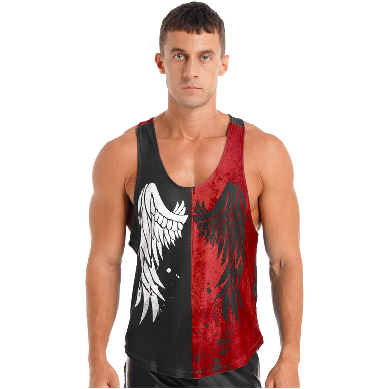 Vyriški, kvėpuojantys berankoviai, treniruoklių salė, kūno rengybos raumenys, sparnai, spausdinti liemenės, vyriški sportiniai bėgimo marškinėliai, treniruočių drabužiai