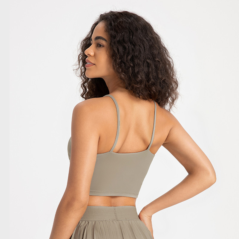 Sviestaini, mīksti push-up sporta krūšturi Polsterēts sieviešu jogas krūšturis bez aizmugures, iebūvēts krūšturis, spageti siksniņa, treniņu zāle, apgriezta augšējā daļa