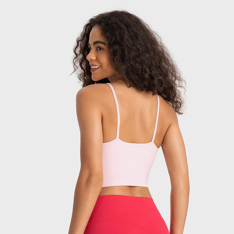 Sviestaini, mīksti push-up sporta krūšturi Polsterēts sieviešu jogas krūšturis bez aizmugures, iebūvēts krūšturis, spageti siksniņa, treniņu zāle, apgriezta augšējā daļa