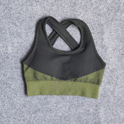 CHRLEISURE csíkos női mellény Hátsó Cross Sport melltartó Fitness Top Push Up Seamless Melltartó High Impact Tank Top Légáteresztő sportruházat