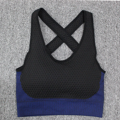 CHRLEISURE csíkos női mellény Hátsó Cross Sport melltartó Fitness Top Push Up Seamless Melltartó High Impact Tank Top Légáteresztő sportruházat
