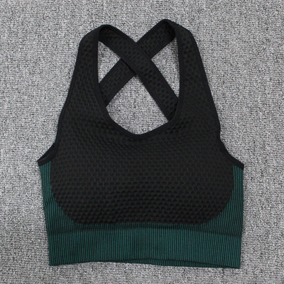 CHRLEISURE csíkos női mellény Hátsó Cross Sport melltartó Fitness Top Push Up Seamless Melltartó High Impact Tank Top Légáteresztő sportruházat