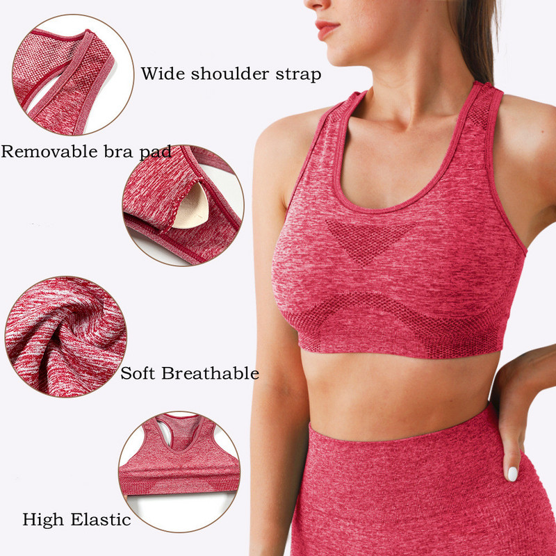 Sieviešu sporta krūšturi, elpojoši, bez vadiem piespiežami krūšturi