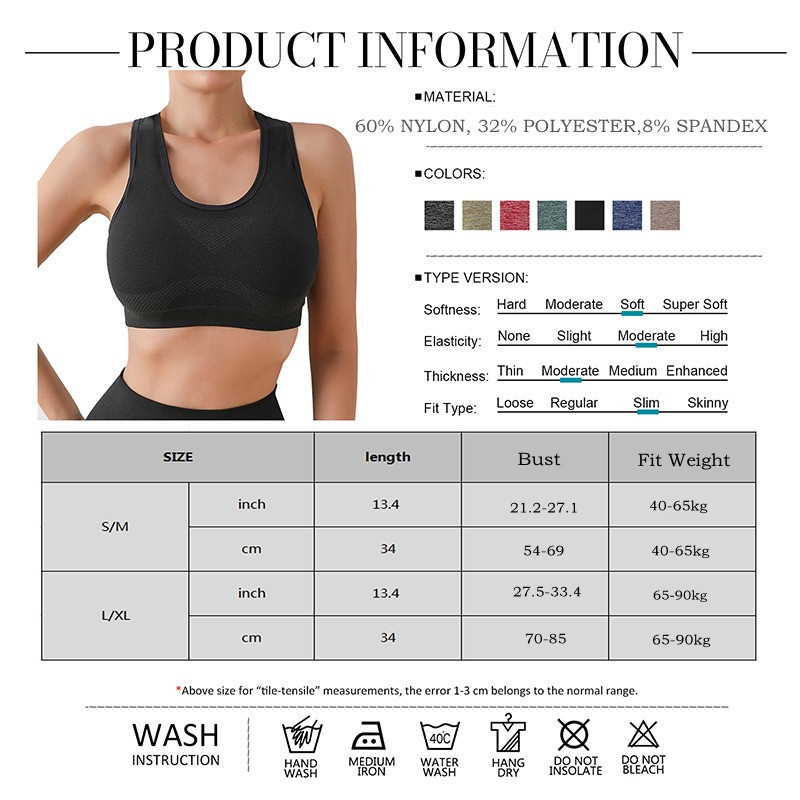 Sieviešu sporta krūšturi, elpojoši, bez vadiem piespiežami krūšturi