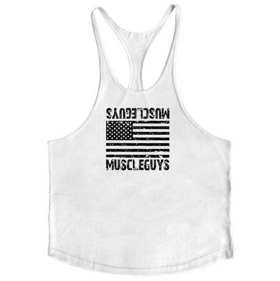 Futómellény Amerikai zászló Nyomtatás Testépítés Ujjatlan kapucnis Férfi Sport Fitness kapucnis Tank Top Férfi Tornatermi Ruházat Kapucnis