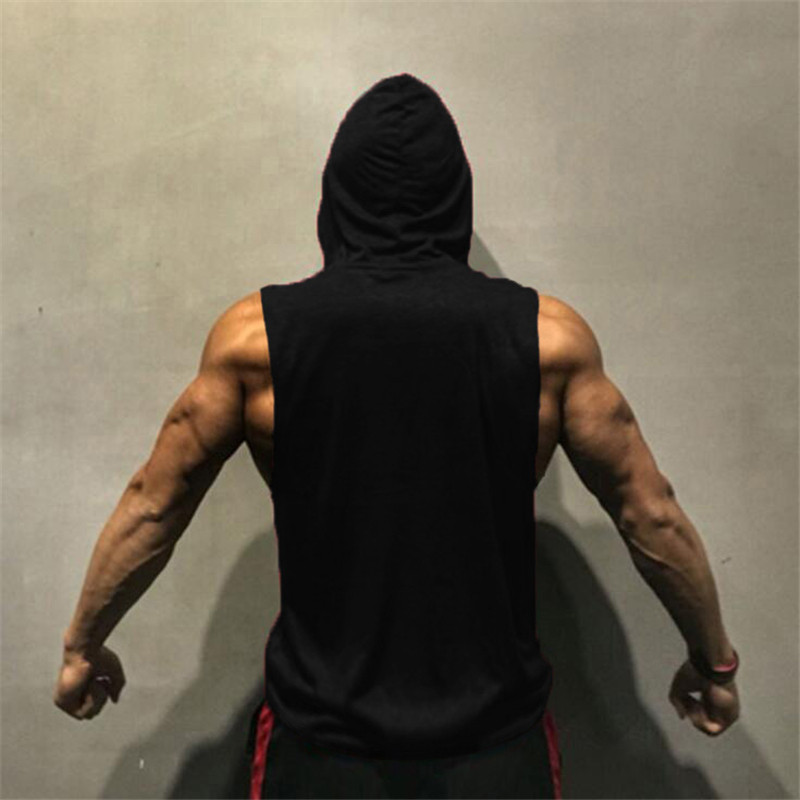 Futómellény Amerikai zászló Nyomtatás Testépítés Ujjatlan kapucnis Férfi Sport Fitness kapucnis Tank Top Férfi Tornatermi Ruházat Kapucnis