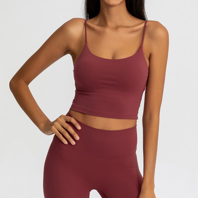 Buttery Soft Yoga Bra Athletic Tank Top Γυναικεία Spaghetti Gym Fitness Crop Tops κατά του ιδρώτα Push Up Workout Αθλητικά σουτιέν