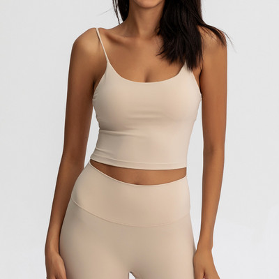 Buttery Soft Yoga Bra Athletic Tank Top Γυναικεία Spaghetti Gym Fitness Crop Tops κατά του ιδρώτα Push Up Workout Αθλητικά σουτιέν