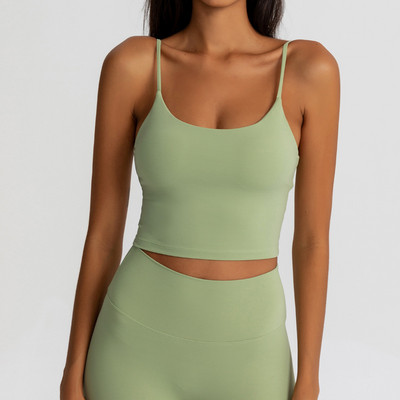 Buttery Soft Yoga Bra Athletic Tank Top Γυναικεία Spaghetti Gym Fitness Crop Tops κατά του ιδρώτα Push Up Workout Αθλητικά σουτιέν