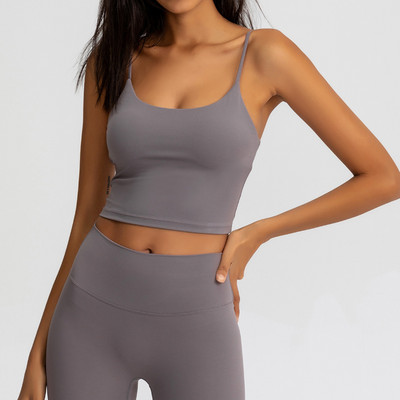 Buttery Soft Yoga Bra Athletic Tank Top Γυναικεία Spaghetti Gym Fitness Crop Tops κατά του ιδρώτα Push Up Workout Αθλητικά σουτιέν