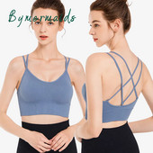 Bymermaids️ Nagy méretű sportmelltartó nőknek Gym Fitness Yoga Top Cross Backless Bralette Super Push Up Melltartók Légáteresztő felsők