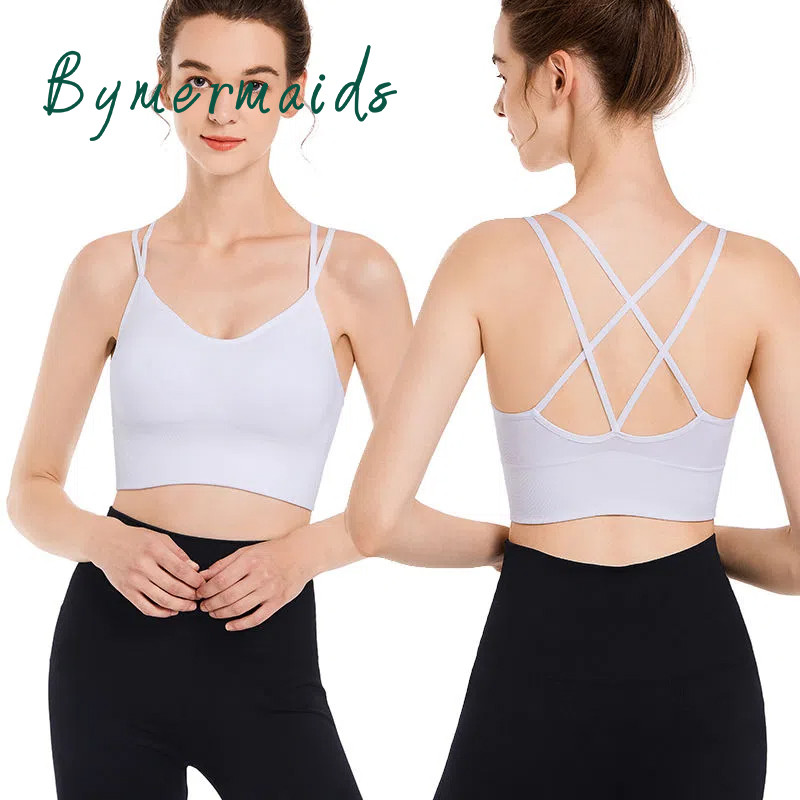 Bymermaids️ Nagy méretű sportmelltartó nőknek Gym Fitness Yoga Top Cross Backless Bralette Super Push Up Melltartók Légáteresztő felsők