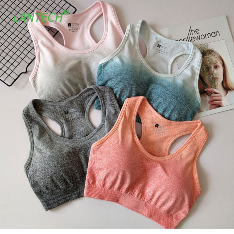 LANTECH jóga melltartó sportruházat Push Up futó sportmelltartó felső párnázott edzés edzés Aktív kocogó Női Fitness Gym Melltartó Ombre