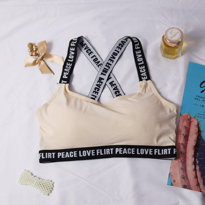 Moteriškos raidės sportinės liemenėlės Push Up Tube Top Fitness Bėgimo Jogos Liemenėlės Sportiniai Viršutiniai Moteriški Apranga Sporto Apranga Kietas apatinis trikotažas Sportinė apranga