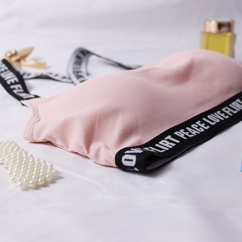 Moteriškos raidės sportinės liemenėlės Push Up Tube Top Fitness Bėgimo Jogos Liemenėlės Sportiniai Viršutiniai Moteriški Apranga Sporto Apranga Kietas apatinis trikotažas Sportinė apranga