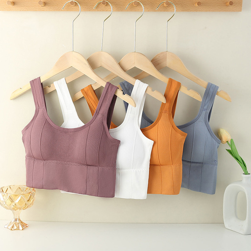 Légáteresztő sportmelltartók izzadásgátló fitnesz felsők Női varrat nélküli jóga melltartók Ütésálló Crop Top Push up sport melltartó edzőtermi felső