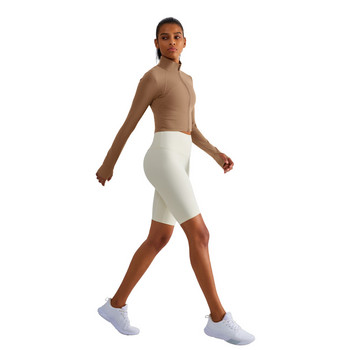 Γυναικεία ρούχα γυμναστικής για τρέξιμο με λεπτή εφαρμογή Μήκος μέσης Nulu Cropped Define Γιόγκα Μπουφάν Thumbholes Βουτυρένιο παλτό γυμναστικής με ψηλό γιακά