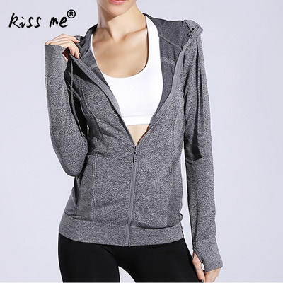 Γυναικείο μπουφάν γυμναστικής γυμναστικής με φερμουάρ για τρέξιμο αθλητικό κοστούμι με κουκούλα γιόγκα γυμναστική αθλητικά ρούχα Γυναικείο αθλητικό παλτό μακρυμάνικο