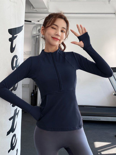 Vasaros ploni jogos drabužiai, moteriški bėgimo sportiniai drabužiai, viršutiniai megztiniai su užtrauktuku treniruotėms, kūno rengybos drabužiai, kardiganas, plonas, aptemptas striukė