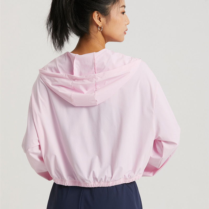 Moterų sportinė striukė ilgomis rankovėmis marškinėliai treniruotėms su gobtuvu Treniruotės nuo vėjo striukė lauko apsauga nuo saulės Drabužiai Joga sportinė apranga