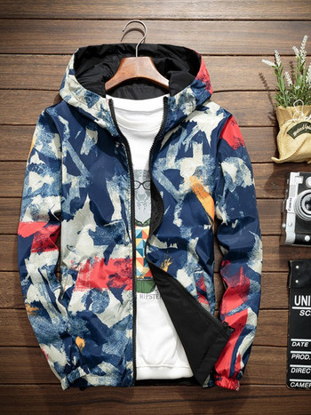 Hoip Jeeky Ανοιξιάτικο φθινόπωρο Camo σακάκι Γυναικείο αναστρέψιμο παλτό για τρέξιμο Ανδρικό ζευγάρι Αντιανεμικό αδιάβροχο μόδας All-match trend