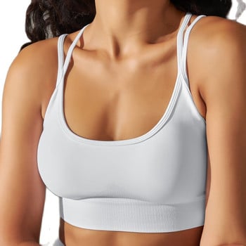 CHRLEISURE Cross Sport Bra Όμορφα εσώρουχα γυμναστικής πλάτης για γυναίκες Αθλητικό γιλέκο με μαξιλαράκι στήθους Elastic workout Crop Top