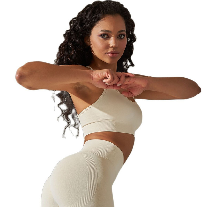 CHRLEISURE Cross Sport melltartó, gyönyörű hátsó fitnesz fehérnemű női sportmellény mellkaspárnával, elasztikus edzéshez Crop felső