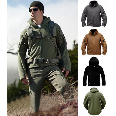 Men US Military Winter Thermal Fleece Tactical Jacket Outdoors Sports Hooded Coat Military Softshell Hiking Hunting Army Jackets