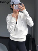 „Hoip Jeeky Loose Slim Sports Top“ moteriški jogos marškinėliai su gobtuvu ilgomis rankovėmis, rudeninė nauja bėgimo striukė, pralaidi orui