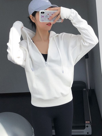 Hoip Jeeky Loose Slim Sports Top Γυναικείο πουκάμισο Yoga με κουκούλα με κουκούλα μακρυμάνικο φθινοπωρινό Νέο μπουφάν για τρέξιμο που αναπνέει