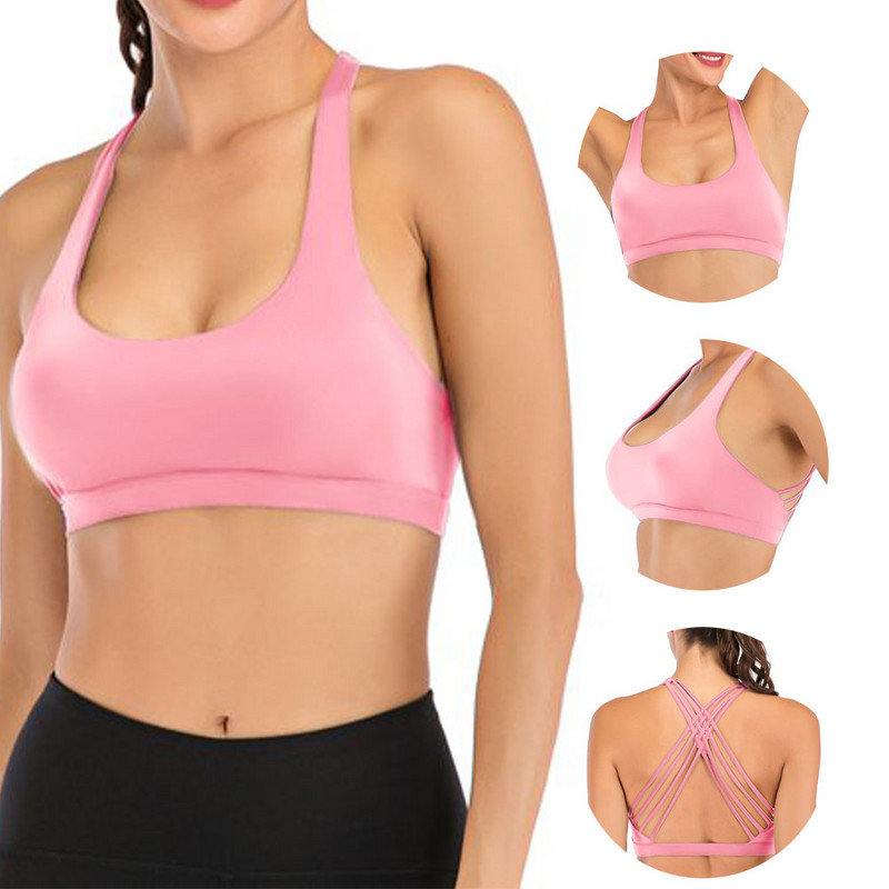 Női Zökkenőmentes Nyári Gyors Száraz Edzés Drótmentes Napi Szexi Jóga Magas Rugalmas Crisscross Back Sport Melltartó Pántos divat