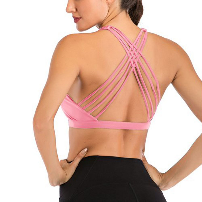 Női Zökkenőmentes Nyári Gyors Száraz Edzés Drótmentes Napi Szexi Jóga Magas Rugalmas Crisscross Back Sport Melltartó Pántos divat