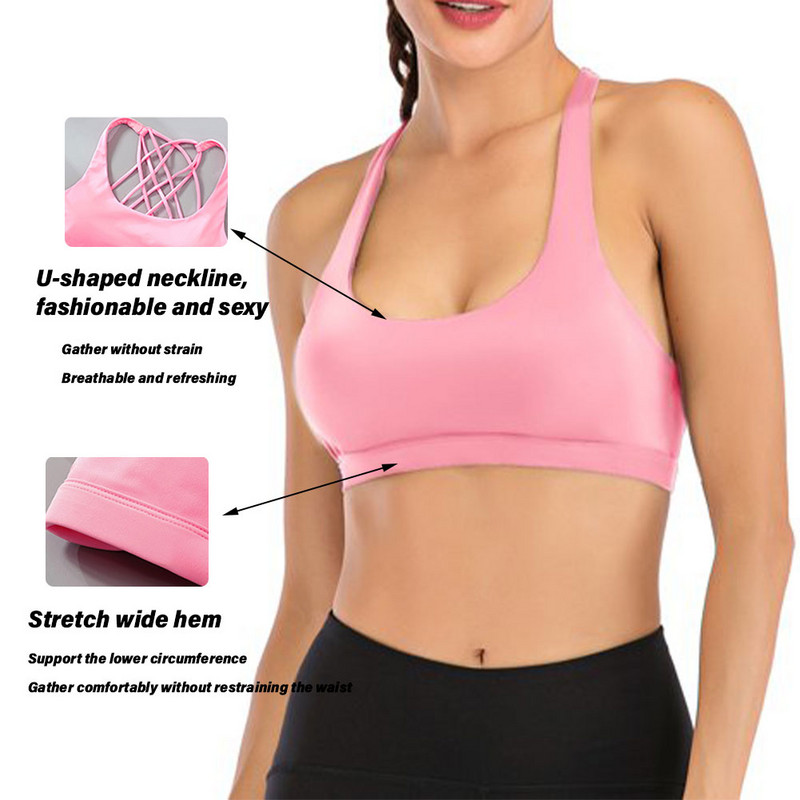 Női Zökkenőmentes Nyári Gyors Száraz Edzés Drótmentes Napi Szexi Jóga Magas Rugalmas Crisscross Back Sport Melltartó Pántos divat
