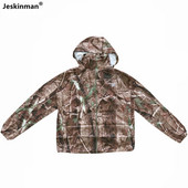 Vasaros itin plonos odos striukė su gobtuvu, apsauganti nuo UV spindulių, kvėpuojanti laipiojimo stovyklavimo striukė su lapais Bionic Camo medžioklės marškinėliai