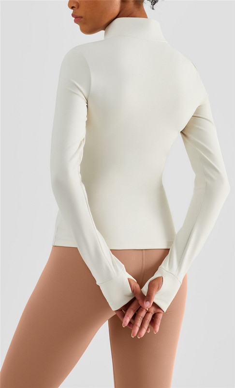 Vienkrāsains Fitness Sieviešu sporta jaka Top Visaptverošs Treniņš Pilns Rāvējslēdzējs Siltums Garām Piedurknēm Jogas Krekls Mētelis Sporta Apģērbs