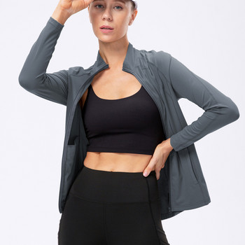 Αθλητικό μπουφάν Γυναικείο μακρυμάνικο φερμουάρ Fitness πουκάμισο Yoga Top Workout Gym Activewear Αθλητικά Παλτό για τρέξιμο Προπόνηση Ρούχα εξωτερικού χώρου