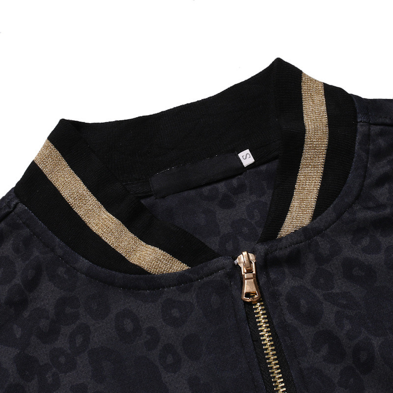 Meeste jope trükitud Leopardimustriga Mood Püstikrae Fitness Jooksmine Vaba aeg Sport Pusa Sügis vabaaja ülariided