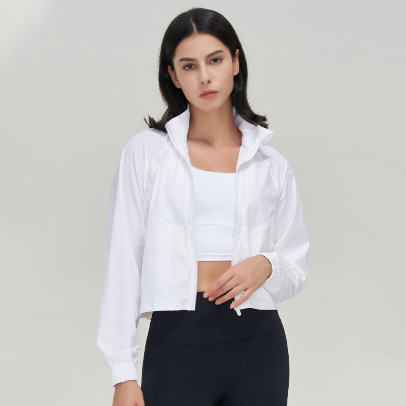 CUGOAO női őszi sportdzseki Quick Dry sport felsőruházat magas gallérú cipzáras fitneszkabát Alkalmi laza futósportruházat