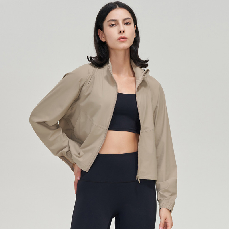 CUGOAO női őszi sportdzseki Quick Dry sport felsőruházat magas gallérú cipzáras fitneszkabát Alkalmi laza futósportruházat
