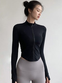 Vasaros ploni jogos drabužiai, moteriški bėgimo sportiniai drabužiai, viršutiniai megztiniai su užtrauktuku treniruotėms, kūno rengybos drabužiai, megztiniai, ploni, aptempti striukės tendencijos