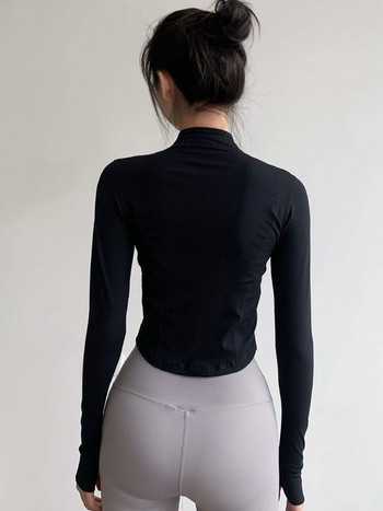 Καλοκαιρινά λεπτά ρούχα γιόγκα Γυναικείες αθλητικές μπλούζες για τρέξιμο Φούτερ προπόνησης με φερμουάρ Ρούχα γυμναστικής Ζακέτα Slim στενό σακάκι Trend