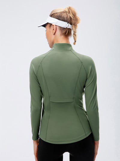 Γυναικείο αθλητικό μπουφάν Φερμουάρ Yoga Slim Coat Ρούχα Quick Dry Fitness Jacket Running Hoodies Stand Collar Sportwear Gym Workout Top