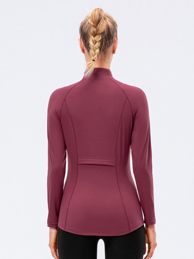 Γυναικείο αθλητικό μπουφάν Φερμουάρ Yoga Slim Coat Ρούχα Quick Dry Fitness Jacket Running Hoodies Stand Collar Sportwear Gym Workout Top