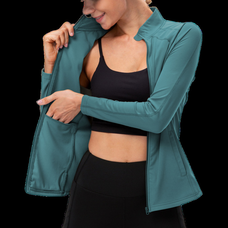 Γυναικείο αθλητικό μπουφάν Φερμουάρ Yoga Slim Coat Ρούχα Quick Dry Fitness Jacket Running Hoodies Stand Collar Sportwear Gym Workout Top