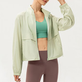 Sean Tsing® sportiniai vėjo paltai, moteriški ilgomis rankovėmis, kišenėmis, sutraukiamais užtrauktuku Striukės treniruotėms Aktyvaus kūno rengybos laisvalaikio laisvi ploni paltai