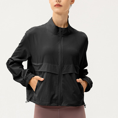 Sean Tsing® sportiniai vėjo paltai, moteriški ilgomis rankovėmis, kišenėmis, sutraukiamais užtrauktuku Striukės treniruotėms Aktyvaus kūno rengybos laisvalaikio laisvi ploni paltai