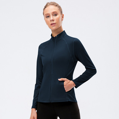 Sievietēm pieguļošs, tievs vingrinājums sporta jaka ar garām piedurknēm sporta apģērbs jogas krekls sporta zāle skriešana skriešana fitnesa topi pielāgots logotips